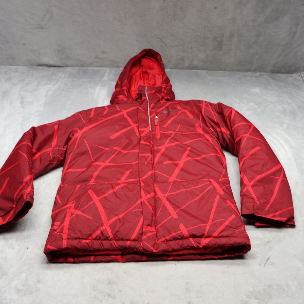 Columbia Jacket Boys Medium 10/12 Red Geometric Lightning Lift Insulated Puffer